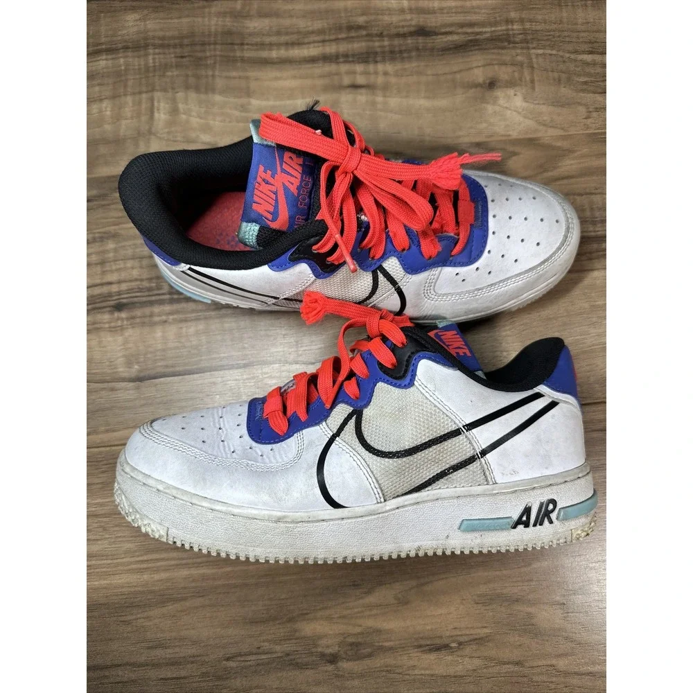 Nike Boys Air‎ Force 1 React CD6960-101 White Casual Shoes Sneakers Size 7y